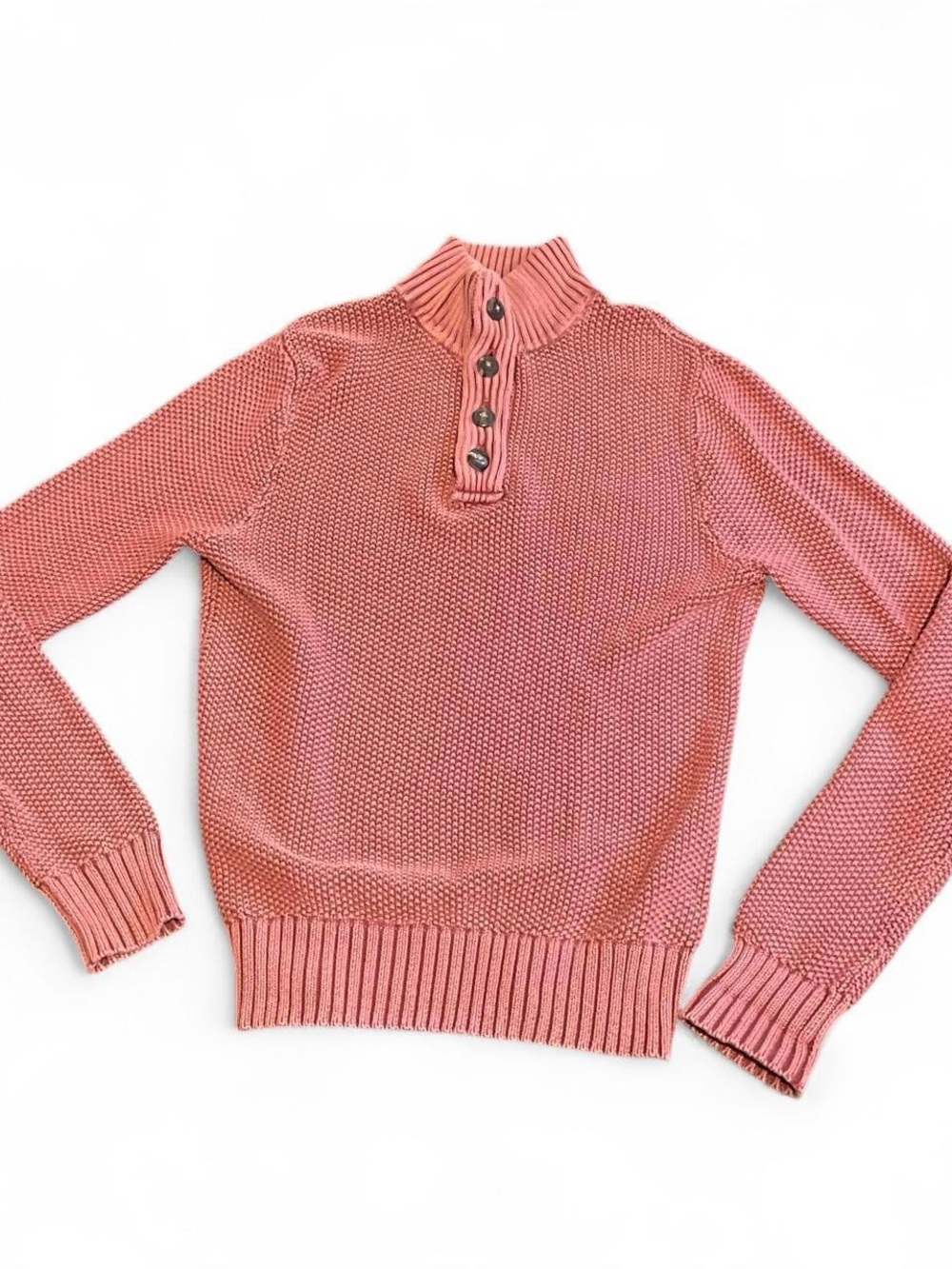 Lucky Brand Men's Dusty Rose Button-Front Turtleneck Sweater